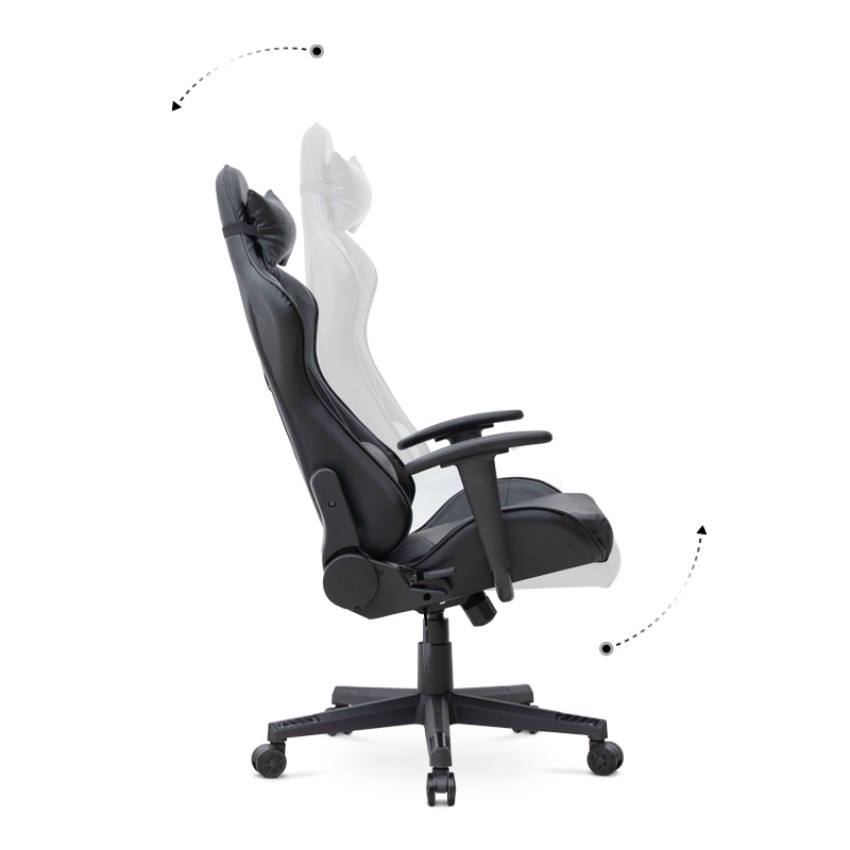 Καρέκλα γραφείου Gaming Alonso από τεχνόδερμα χρώμα μαύρο 67x70x125/135 εκ.