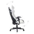 Καρέκλα γραφείου Gaming Alonso από τεχνόδερμα χρώμα λευκό - μαύρο 67x70x125/135 εκ.