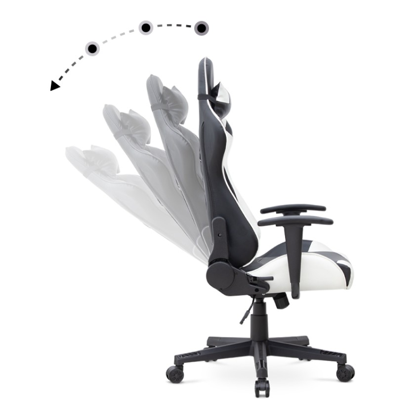 Καρέκλα γραφείου Gaming Alonso από τεχνόδερμα χρώμα λευκό - μαύρο 67x70x125/135 εκ.