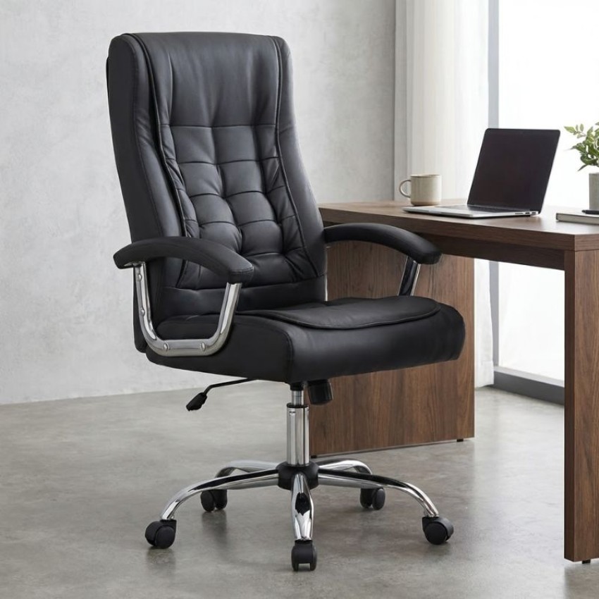 Καρέκλα γραφείου διευθυντική Vision από τεχνόδερμα χρώμα μαύρο 63x70x112/120εκ.