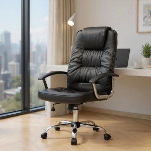 Καρέκλα γραφείου διευθυντική Arial από τεχνόδερμα χρώμα μαύρο 62x63x112/122εκ.