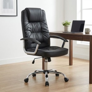 Καρέκλα γραφείου διευθυντική Arial από τεχνόδερμα χρώμα μαύρο 62x63x112/122εκ.