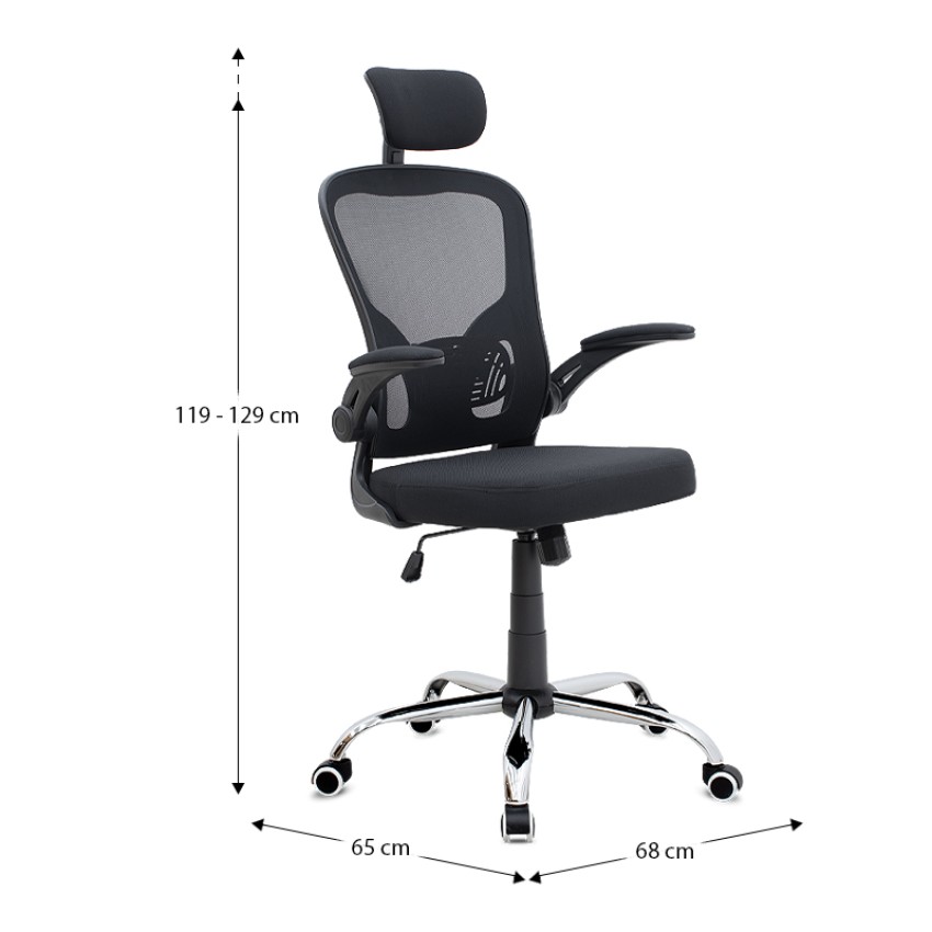 Καρέκλα γραφείου διευθυντική Falcon με ύφασμα Mesh χρώμα μαύρο 68x65x119/129εκ.