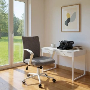 Καρέκλα γραφείου Berlin υφασμάτινη χρώμα γκρι - λευκό 64x63x89/96εκ.