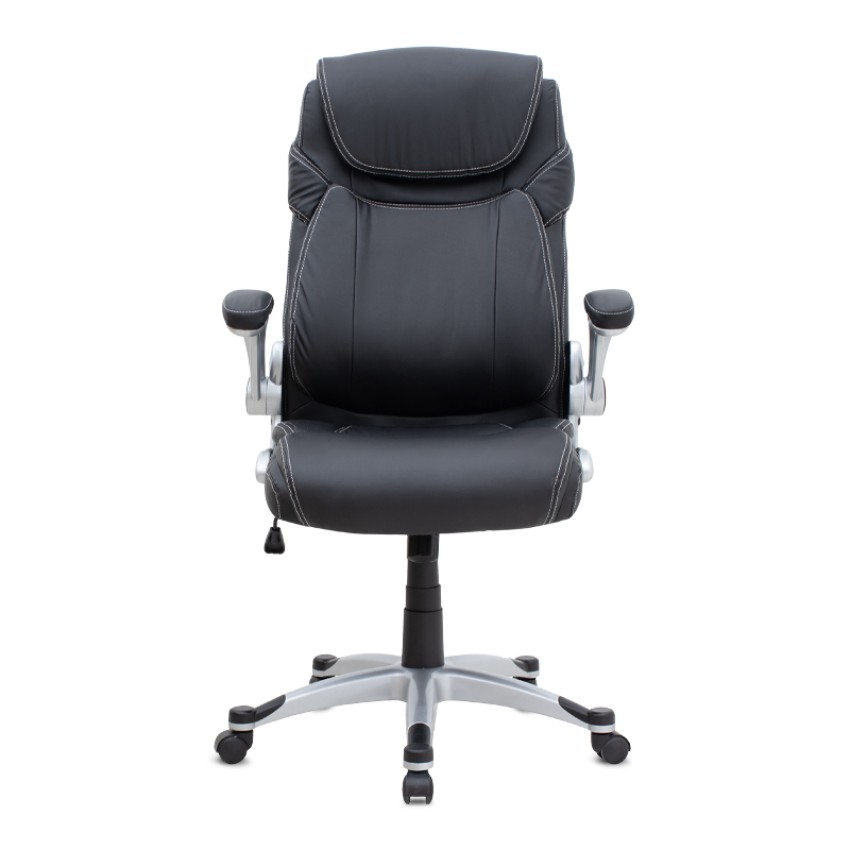 Καρέκλα γραφείου διευθυντική Gustavo από τεχνόδερμα χρώμα μαύρο 69x65x116/126εκ.