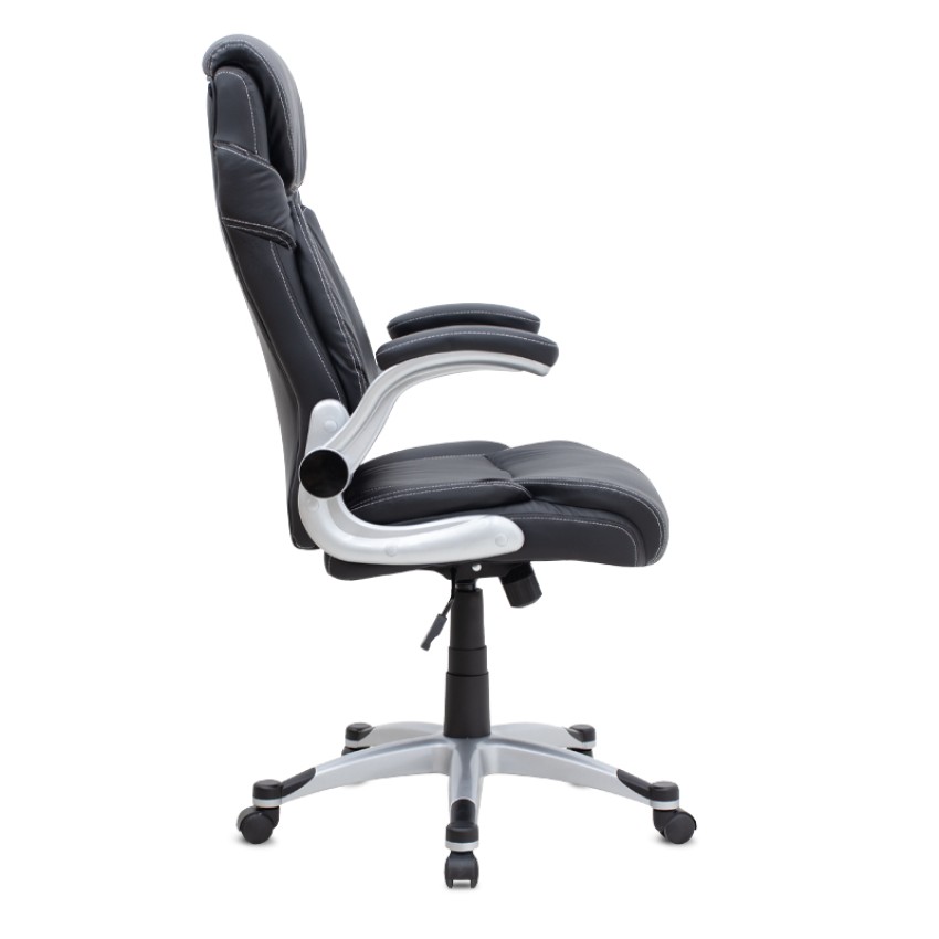 Καρέκλα γραφείου διευθυντική Gustavo από τεχνόδερμα χρώμα μαύρο 69x65x116/126εκ.