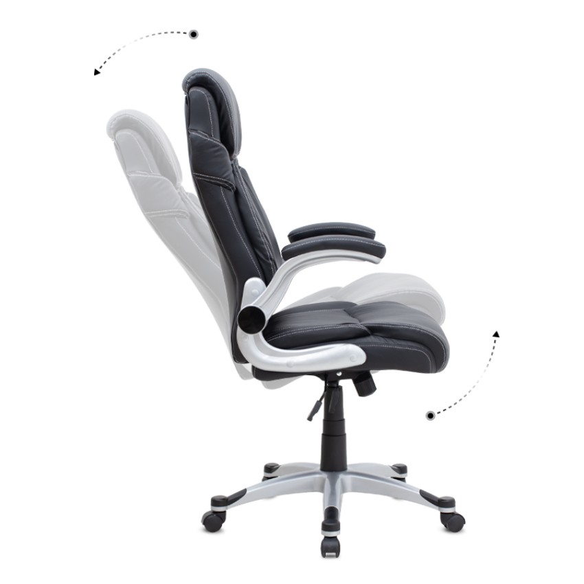 Καρέκλα γραφείου διευθυντική Gustavo από τεχνόδερμα χρώμα μαύρο 69x65x116/126εκ.