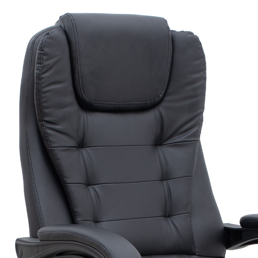 Καρέκλα γραφείου διευθυντική Daria με υποπόδιο από τεχνόδερμα χρώμα μαύρο 65x65x117/127εκ.