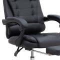 Καρέκλα γραφείου διευθυντική Daria με υποπόδιο από τεχνόδερμα χρώμα μαύρο 65x65x117/127εκ.