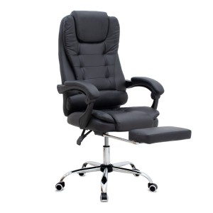 Καρέκλα γραφείου διευθυντική Daria με υποπόδιο από τεχνόδερμα χρώμα μαύρο 65x65x117/127εκ.