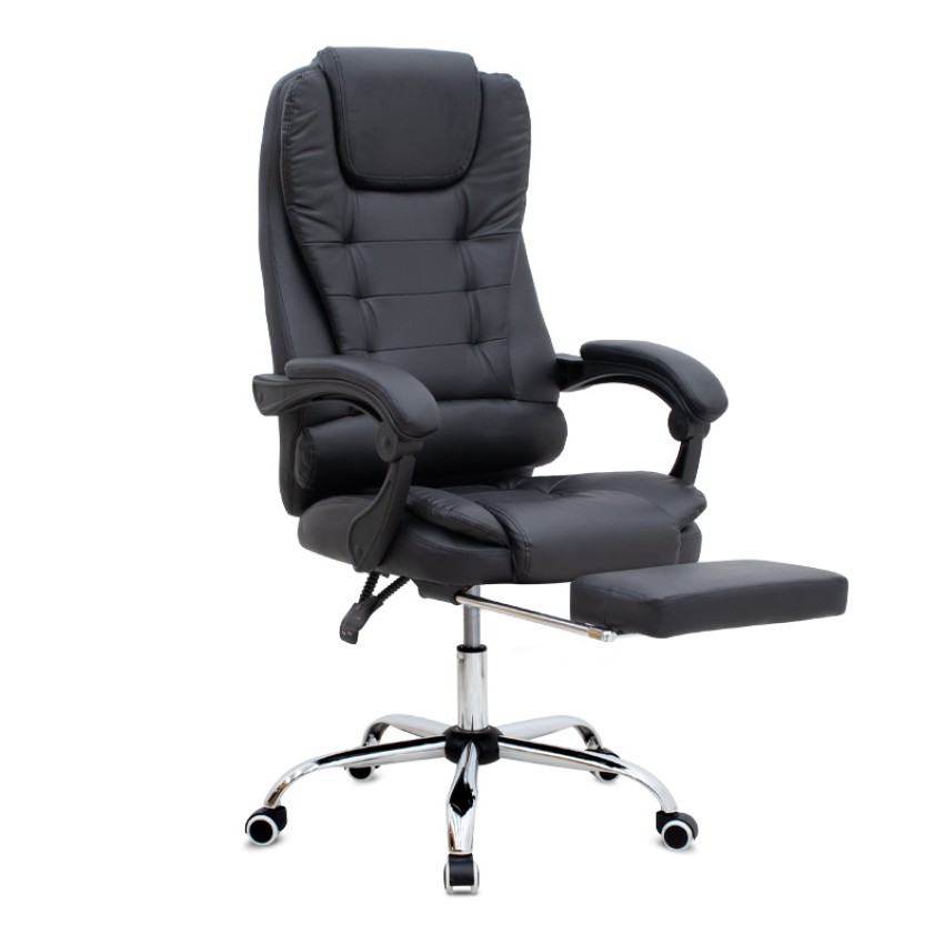 Καρέκλα γραφείου διευθυντική Daria με υποπόδιο από τεχνόδερμα χρώμα μαύρο 65x65x117/127εκ.