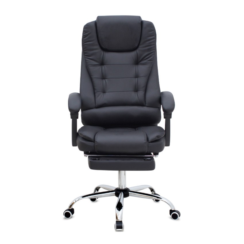 Καρέκλα γραφείου διευθυντική Daria με υποπόδιο από τεχνόδερμα χρώμα μαύρο 65x65x117/127εκ.