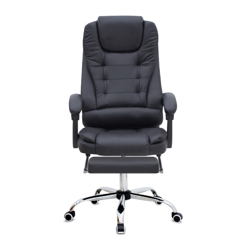 Καρέκλα γραφείου διευθυντική Daria με υποπόδιο από τεχνόδερμα χρώμα μαύρο 65x65x117/127εκ.