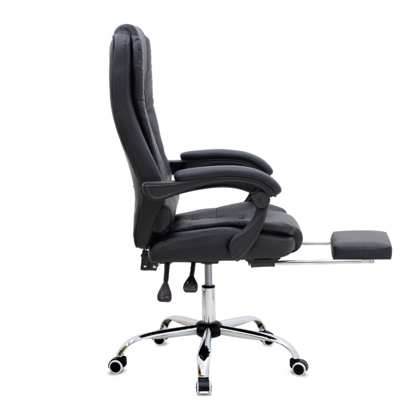 Καρέκλα γραφείου διευθυντική Daria με υποπόδιο από τεχνόδερμα χρώμα μαύρο 65x65x117/127εκ.