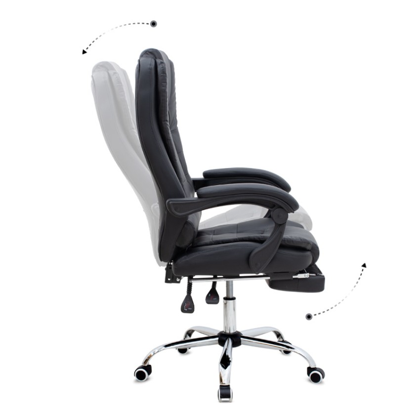 Καρέκλα γραφείου διευθυντική Daria με υποπόδιο από τεχνόδερμα χρώμα μαύρο 65x65x117/127εκ.