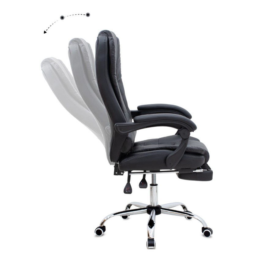 Καρέκλα γραφείου διευθυντική Daria με υποπόδιο από τεχνόδερμα χρώμα μαύρο 65x65x117/127εκ.