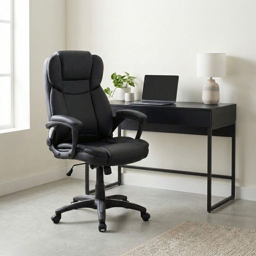 Καρέκλα γραφείου διευθυντική Morgan από τεχνόδερμα χρώμα μαύρο 67x65x112/122εκ.