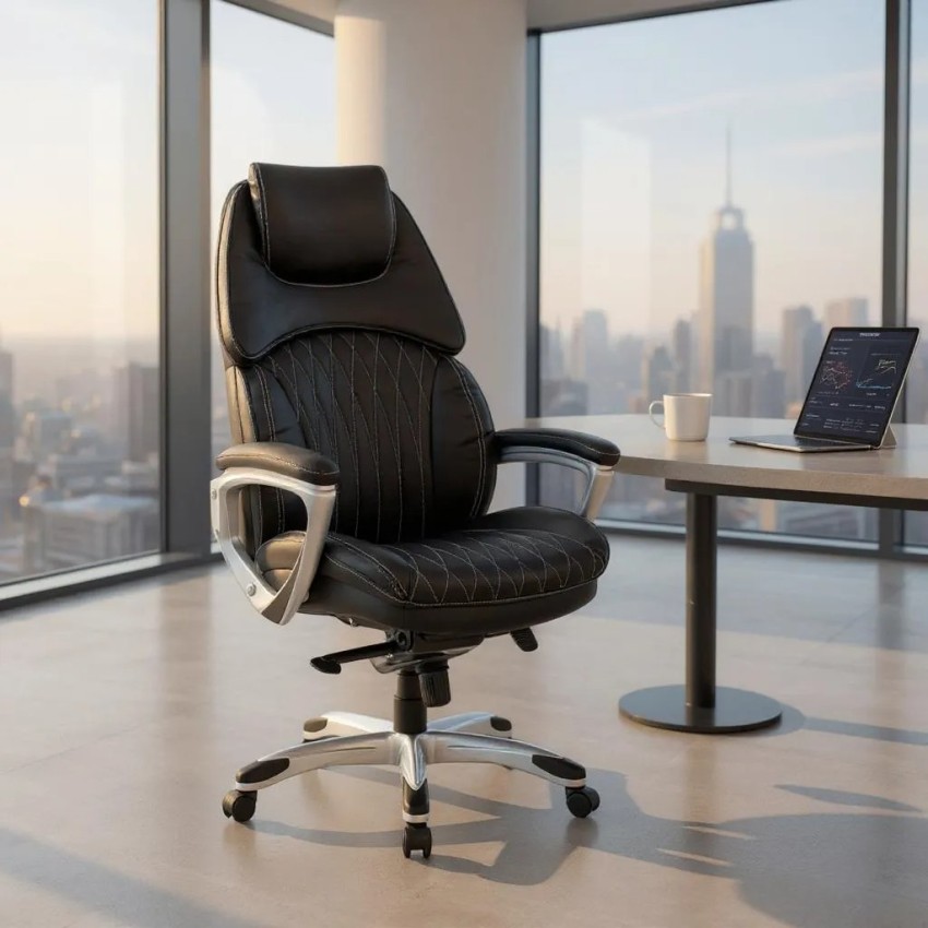 Καρέκλα γραφείου διευθυντική Duke από τεχνόδερμα χρώμα μαύρο 72x70x120/125εκ.