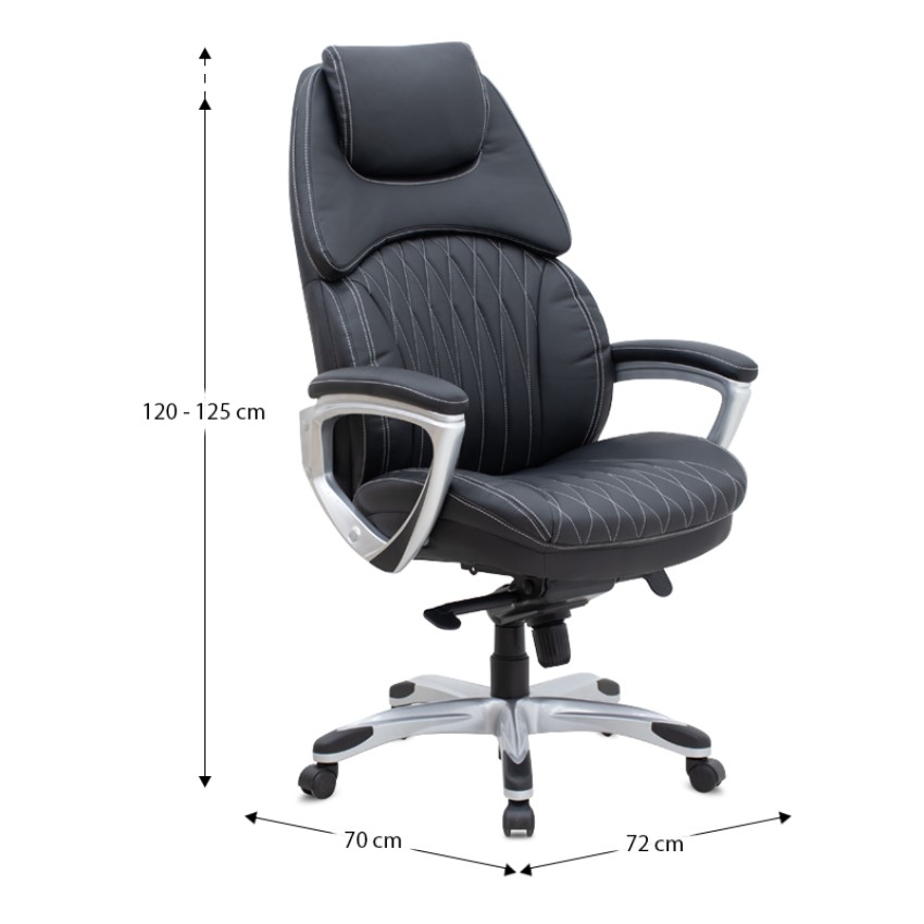 Καρέκλα γραφείου διευθυντική Duke από τεχνόδερμα χρώμα μαύρο 72x70x120/125εκ.