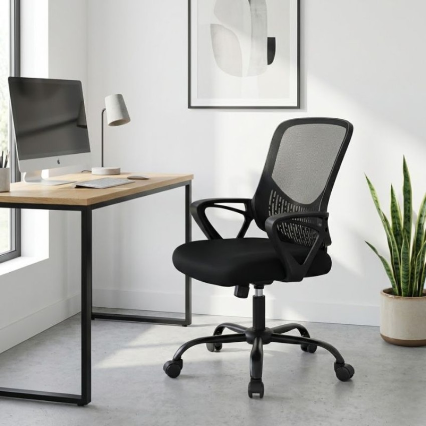 Καρέκλα γραφείου Freda με ύφασμα Mesh χρώμα μαύρο 65x65x90/100εκ.