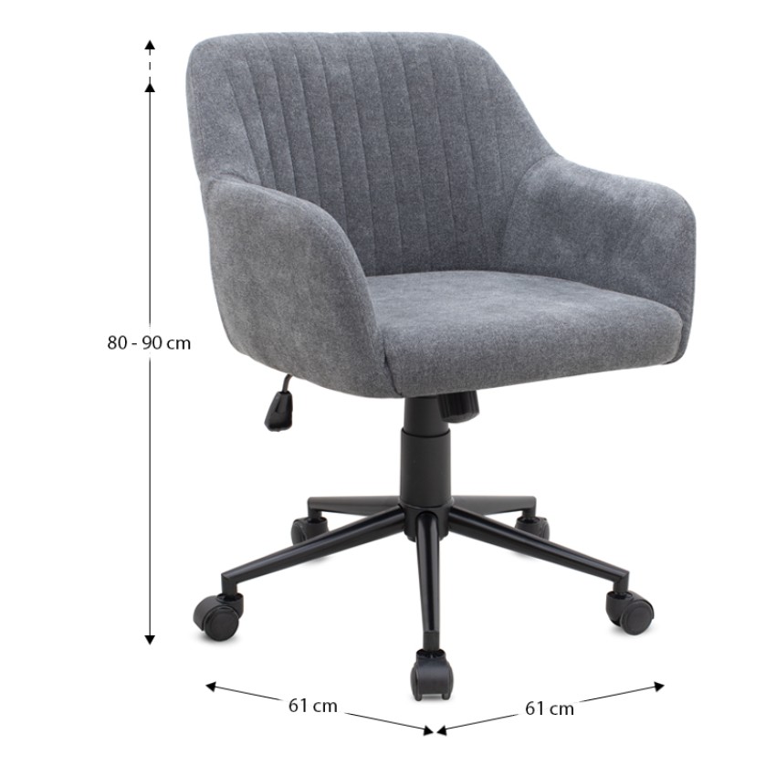 Καρέκλα γραφείου Alice υφασμάτινη χρώμα γκρι 61x61x80/90εκ.