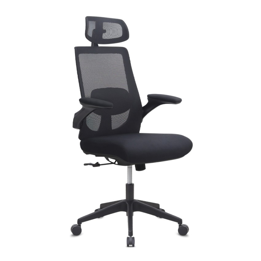Καρέκλα Γραφείου Διευθυντική Belora Mesh Μαύρη 63,5x62x117-127εκ. 