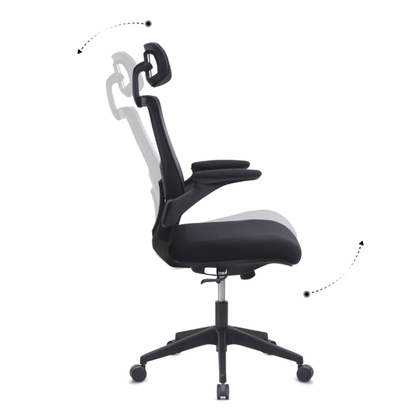 Καρέκλα Γραφείου Διευθυντική Belora Mesh Μαύρη 63,5x62x117-127εκ. 