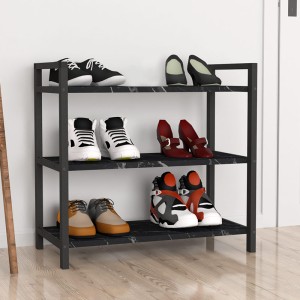 Παπουτσοθήκη Navari 9 ζευγών μεταλλική - μελαμίνης χρώμα μαύρο εφέ μαρμάρου 66x36x70εκ.