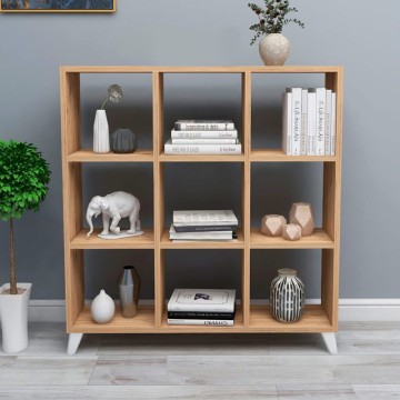 Βιβλιοθήκη μελαμίνης Saul χρώμα pine oak 88,2x20x88,2εκ.