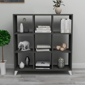 Βιβλιοθήκη μελαμίνης Saul χρώμα ανθρακί 88,2x20x88,2εκ.