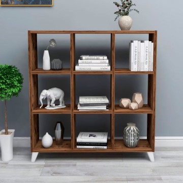 Βιβλιοθήκη μελαμίνης Saul χρώμα καπνιστή καρυδιά 88,2x20x88,2εκ.