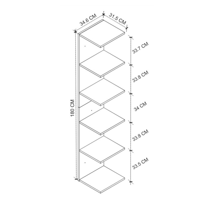 Βιβλιοθήκη - Ραφιέρα τοίχου μελαμίνης Ogden χρώμα pine oak 34,5x30x180εκ. Βιβλιοθήκη - Ραφιέρα τοίχου μελαμίνης Ogden χρώμα pine oak 34,5x30x180εκ.