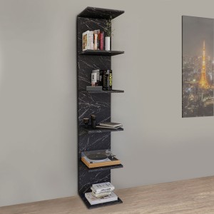 Βιβλιοθήκη - Ραφιέρα τοίχου μελαμίνης Ogden χρώμα μαύρο εφέ μαρμάρου 34,5x30x180εκ. Βιβλιοθήκη - Ραφιέρα τοίχου μελαμίνης Ogden χρώμα μαύρο εφέ μαρμάρου 34,5x30x180εκ.