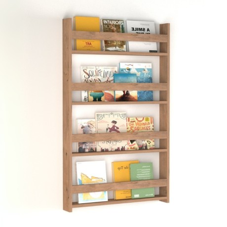 Παιδική Επιτοίχια Βιβλιοθήκη Montessori Pine Oak 70x10x120cm