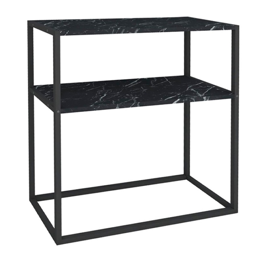 Κονσόλα Castel μεταλλική - μελαμίνης χρώμα μαύρο εφέ μαρμάρου 90x33,5x90εκ.