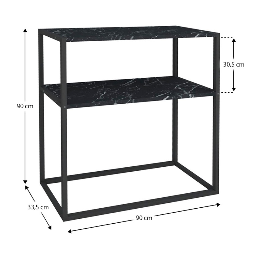 Κονσόλα Castel μεταλλική - μελαμίνης χρώμα μαύρο εφέ μαρμάρου 90x33,5x90εκ.