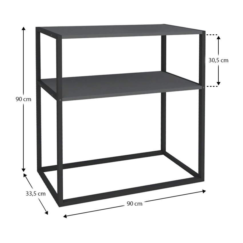 Κονσόλα Castel μεταλλική - μελαμίνης χρώμα μαύρο - ανθρακί 90x33,5x90εκ.