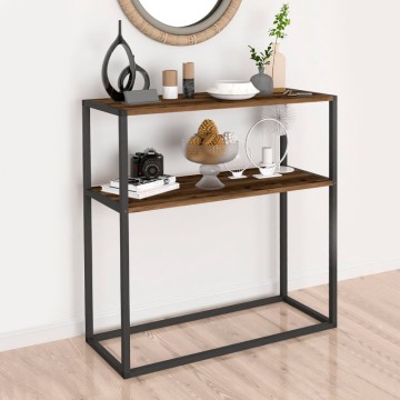 Κονσόλα Castel μεταλλική - μελαμίνης χρώμα μαύρο - καπνιστή καρυδιά 90x33,5x90εκ.