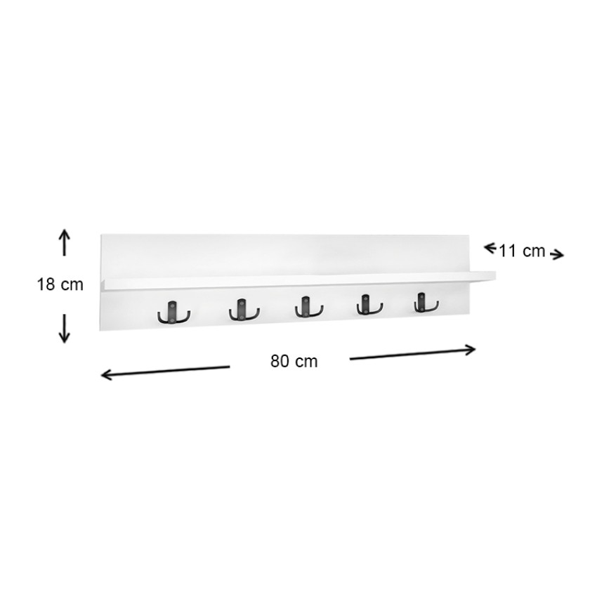 Κρεμάστρα τοίχου Kery από μελαμίνη χρώμα λευκό 80x11x18εκ.