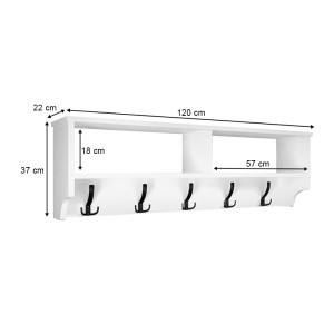 Κρεμάστρα τοίχου Ottila από μελαμίνη χρώμα λευκό 120x22x37εκ.