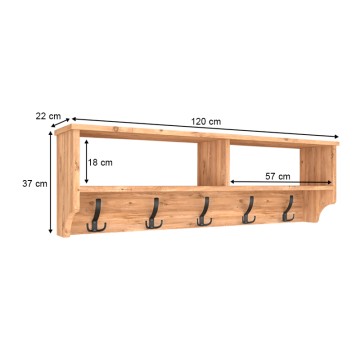 Κρεμάστρα τοίχου Ottila από μελαμίνη χρώμα pine oak 120x22x37εκ.