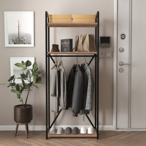 Έπιπλο εισόδου - Κρεμάστρα Zula μεταλλική - μελαμίνης χρώμα μαύρο - pine oak 66x30x160εκ. Έπιπλο εισόδου - Κρεμάστρα Zula μεταλλική - μελαμίνης χρώμα μαύρο - pine oak 66x30x160εκ.