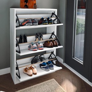 Παπουτσοθήκη μελαμίνης Nave 18 ζευγών χρώμα λευκό 73,6x24x110εκ.