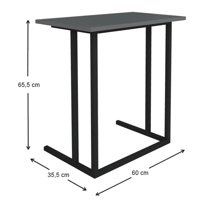 Βοηθητικό τραπεζάκι Jango μεταλλικό - μελαμίνης χρώμα μαύρο - ανθρακί 60x35,5x65,5εκ.