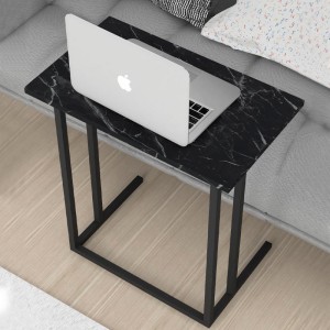 Βοηθητικό τραπεζάκι Jango μεταλλικό - μελαμίνης χρώμα μαύρο εφέ μαρμάρου 60x35,5x65,5εκ.