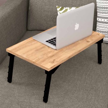 Τραπεζάκι laptop Sidon από μελαμίνη χρώμα pine oak 60x35,5x23,5εκ.