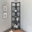 Βιβλιοθήκη γωνιακή Kelsie χρώμα μαύρο - ανθρακί 33x33x162εκ.