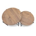Σετ τραπεζάκια σαλονιού Zayden 2 τμχ μεταλλικό - μελαμίνης χρώμα pine oak 65x65x52εκ.