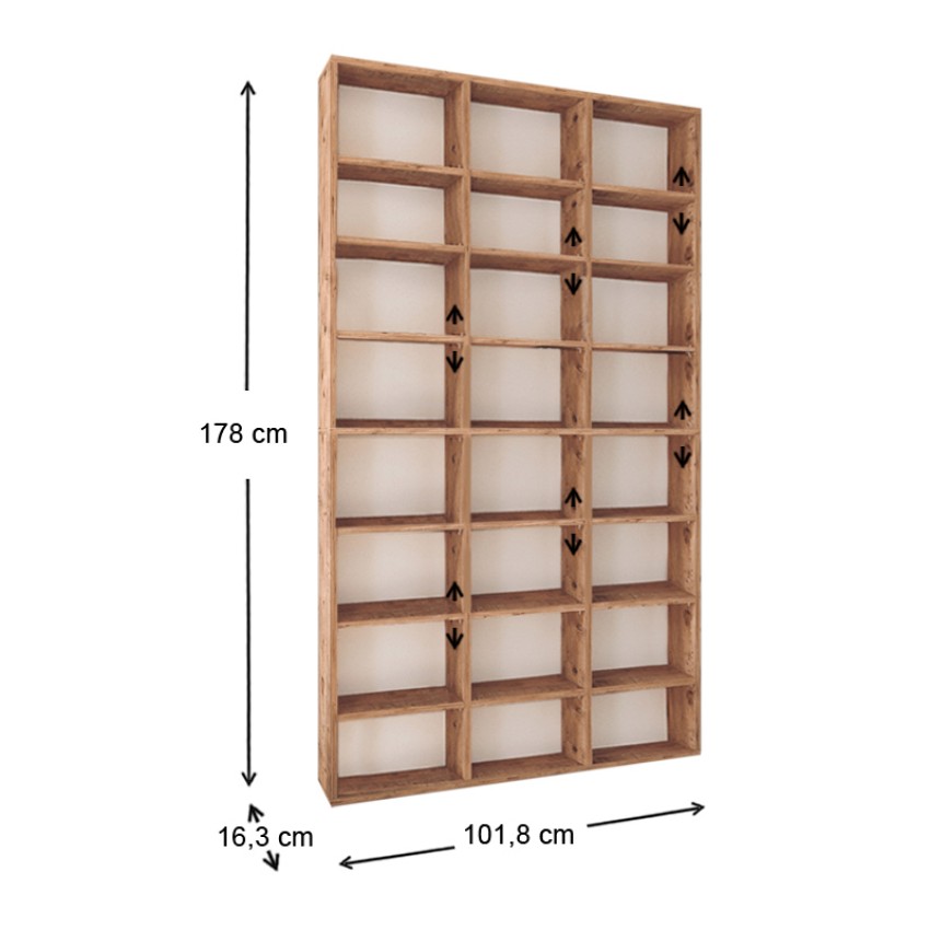 Βιβλιοθήκη μελαμίνης Fyodor χρώμα pine oak 102x16x178εκ. Βιβλιοθήκη μελαμίνης Fyodor χρώμα pine oak 102x16x178εκ.