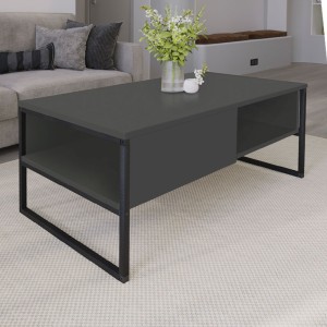 Τραπεζάκι σαλονιού Lawrence από μελαμίνη χρώμα ανθρακί 105x60x46εκ.